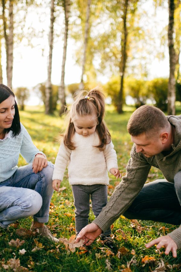 Family in green nature together